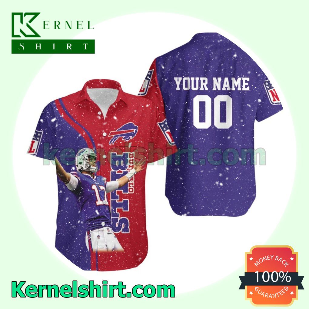 Top Selling Personalized Buffalo Bills Number 17 Josh Allen Red And Purple Beach Shirt