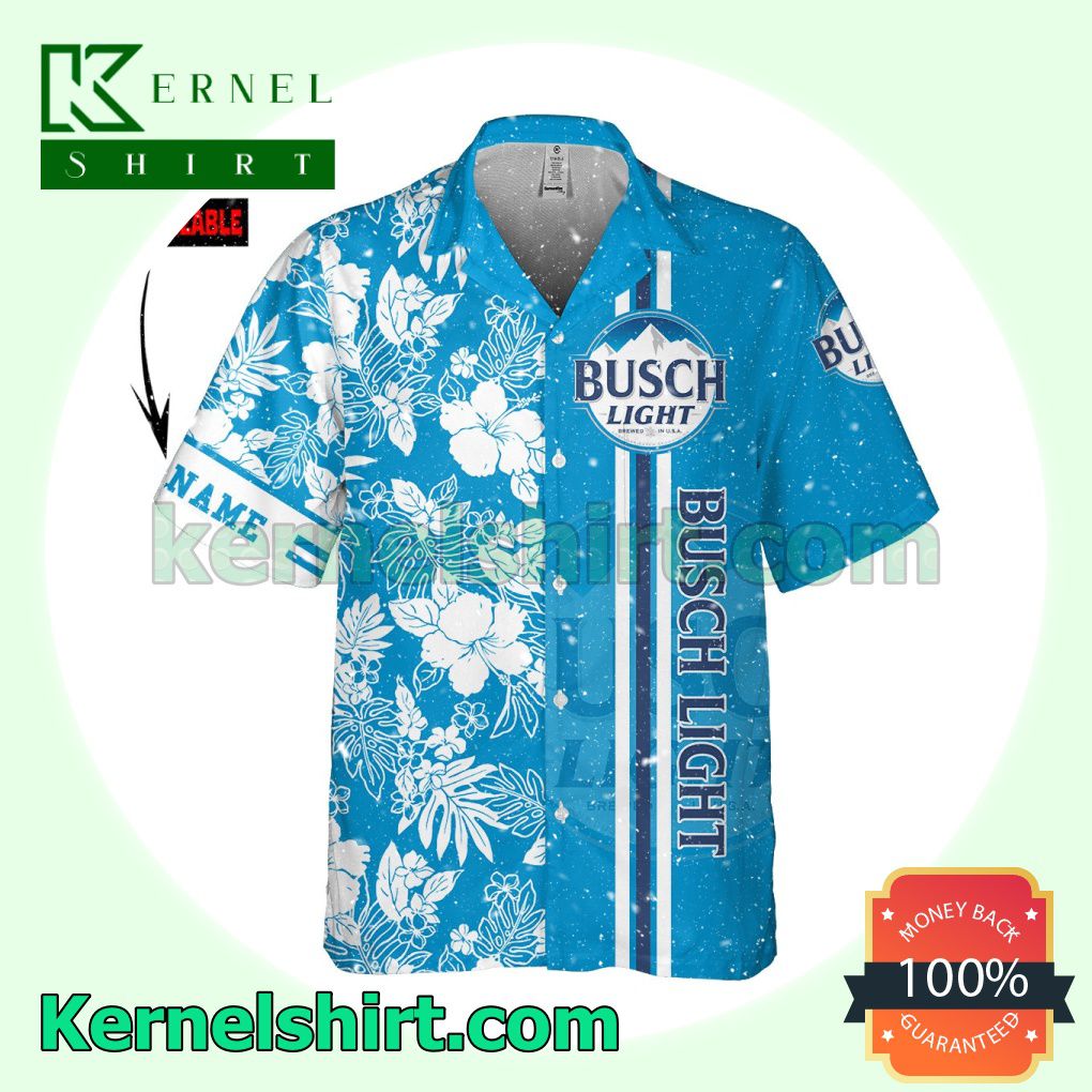Personalized Busch Light Blue Aloha Beach Hawaiian Shirt b