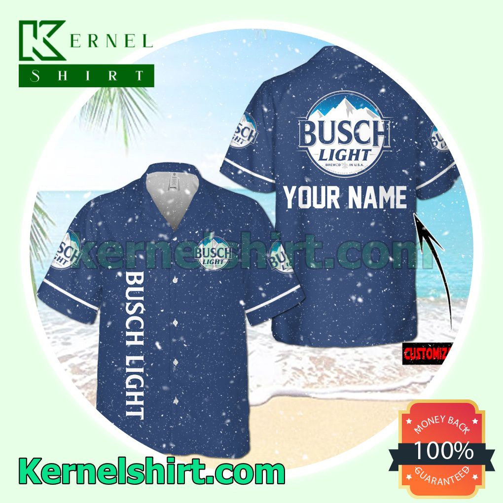 Personalized Busch Light Navy Aloha Beach Hawaiian Shirt