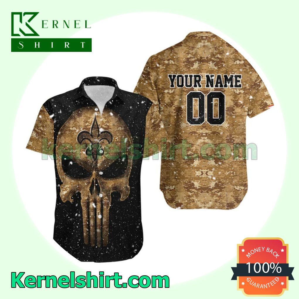 Personalized Camouflage Skull New Orleans Saints Beach Shirt