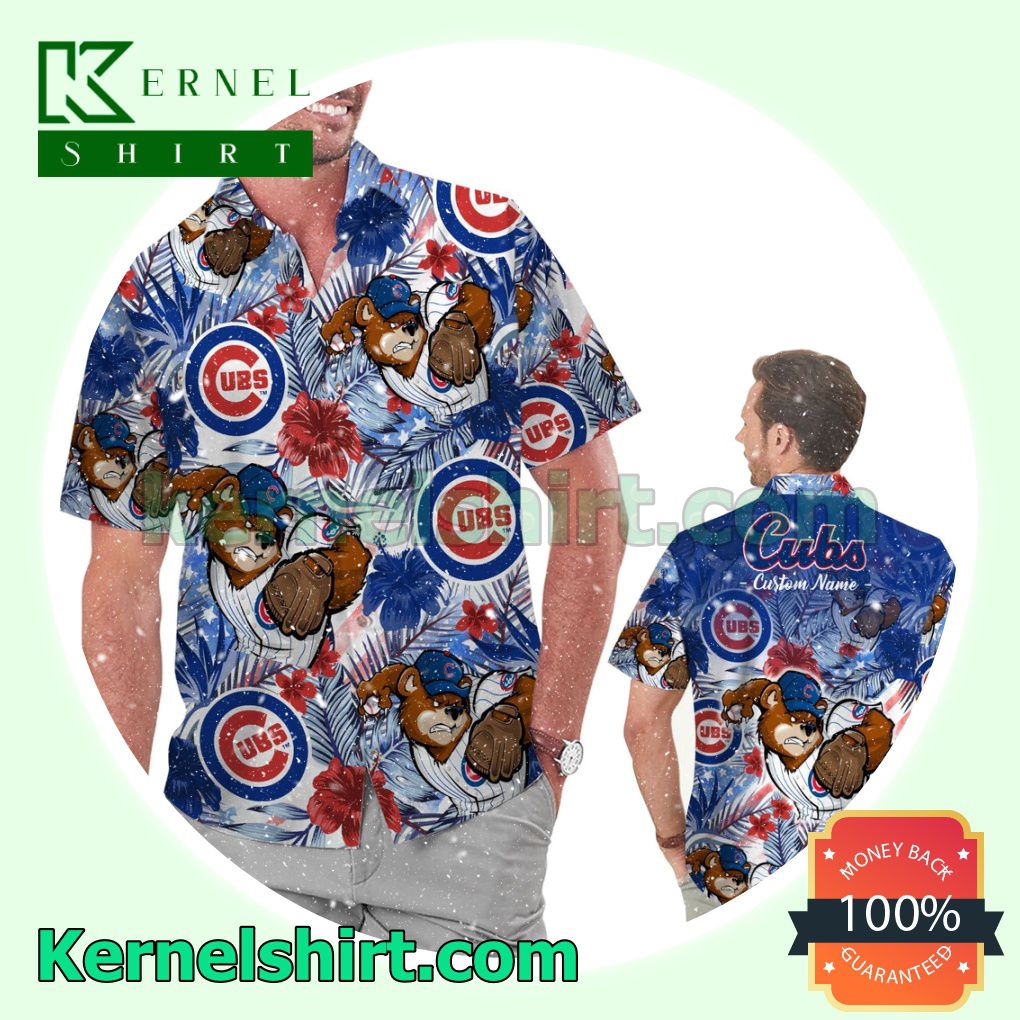 Personalized Chicago Cubs Tropical Floral America Flag For MLB Football Lovers Summer Hawaiian Shirt
