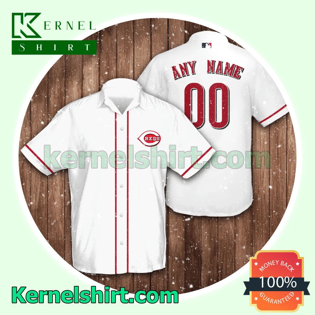 Personalized Cincinnati Reds Baseball White Aloha Beach Hawaiian Shirt