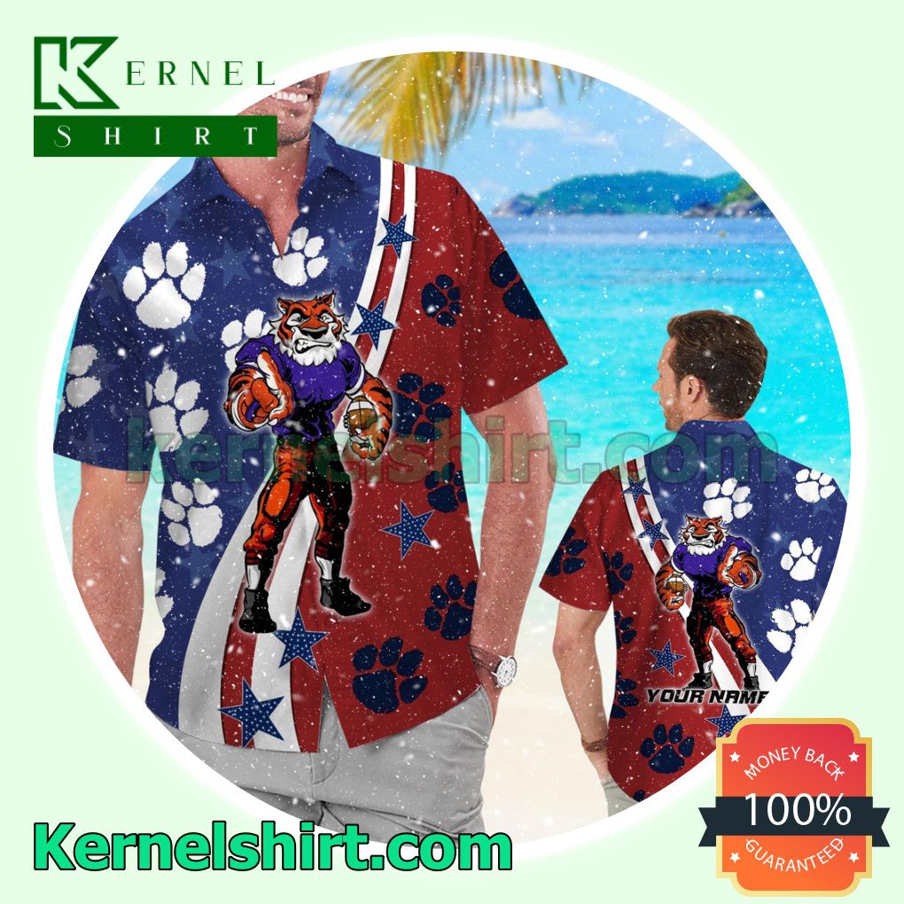 Personalized Clemson Tigers American Flag Summer Hawaiian Shirt