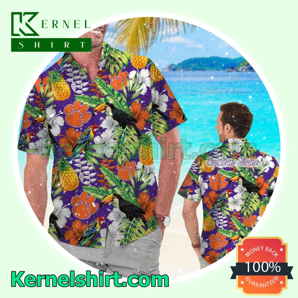 Personalized Clemson Tigers Parrot Floral Tropical Summer Hawaiian Shirt