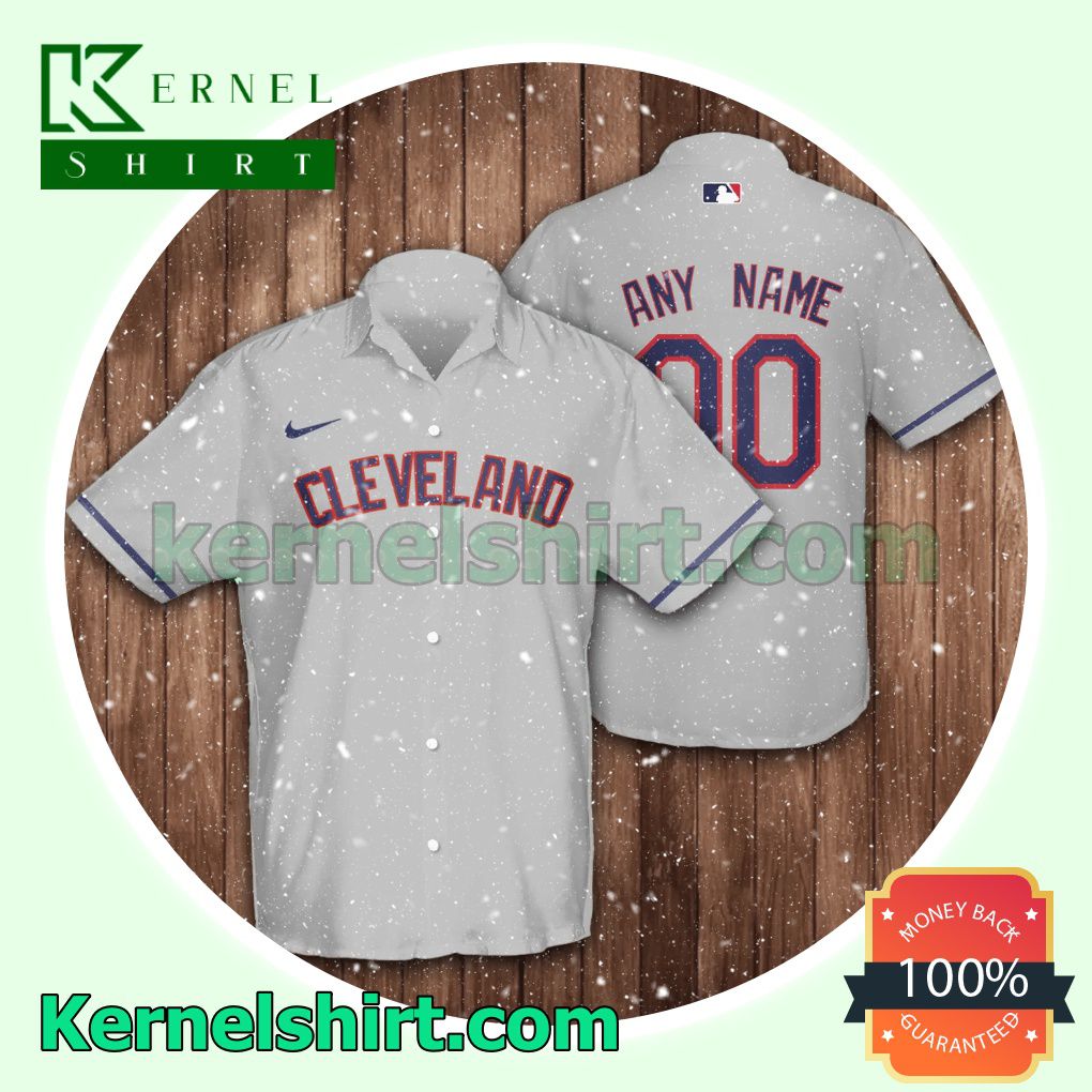 Personalized Cleveland Indians Baseball Grey Aloha Beach Hawaiian Shirt