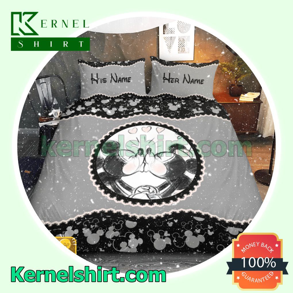 Personalized Couple Romantic Love Mickey Queen King Twin Duvet Cover Set a