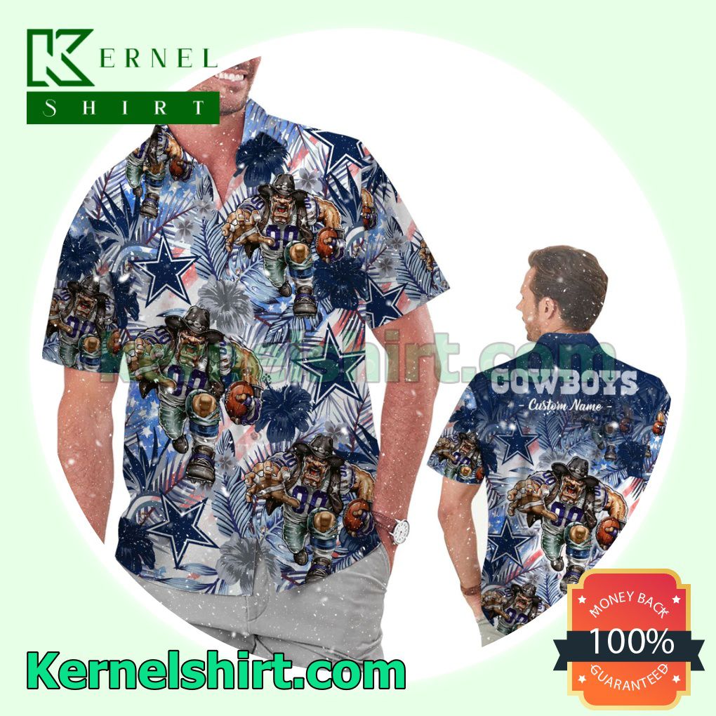 Personalized Dallas Cowboys Tropical Floral America Flag Aloha Summer Hawaiian Shirt