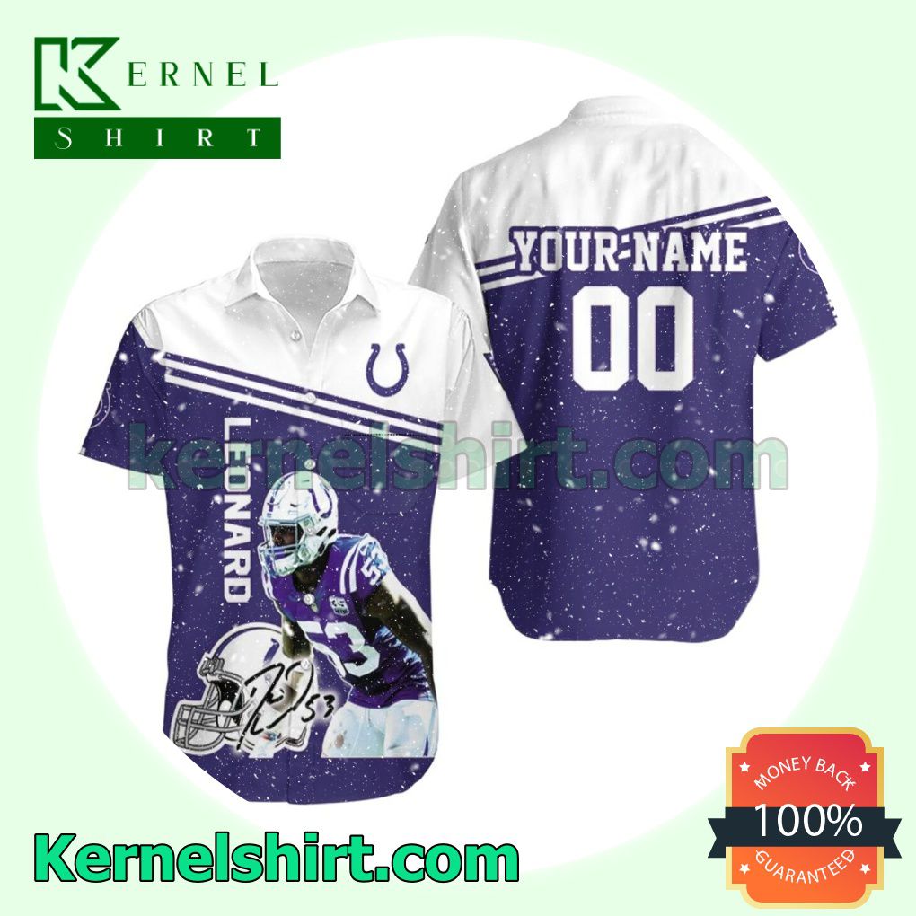 Personalized Darius Leonard 53 Colts Purple And White Beach Shirt