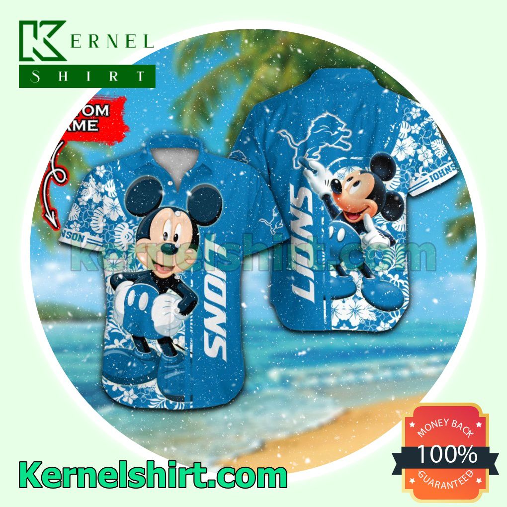 Personalized Detroit Lions & Mickey Mouse Summer Hawaiian Shirt
