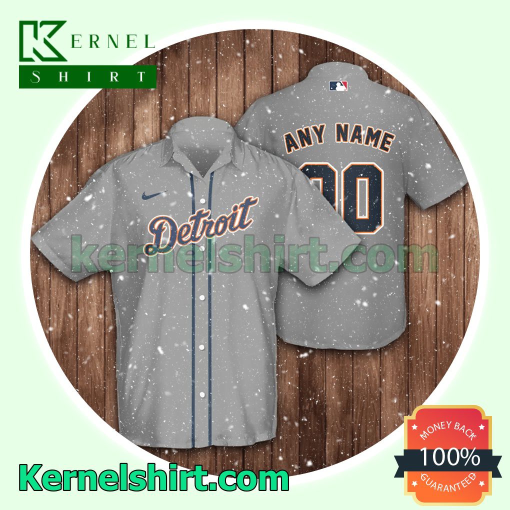 Personalized Detroit Tigers Baseball Gray Aloha Beach Hawaiian Shirt