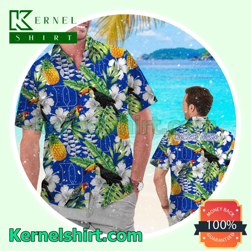 Personalized Duke Blue Devils Parrot Floral Tropical Summer Hawaiian Shirt