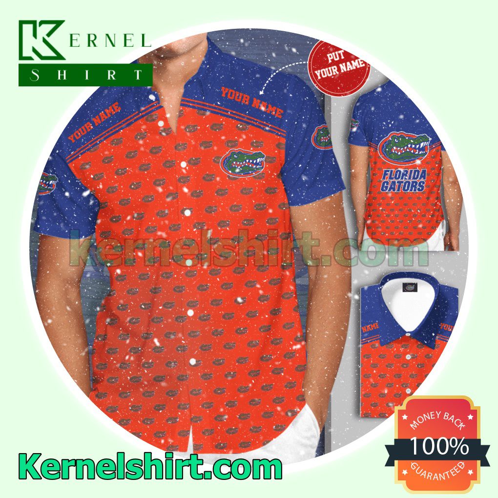 Personalized Florida Gators Football Team Orange Aloha Beach Hawaiian Shirt