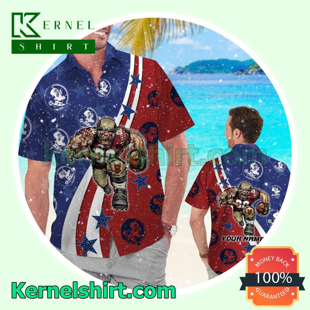 Personalized Florida State Seminoles American Flag Summer Hawaiian Shirt