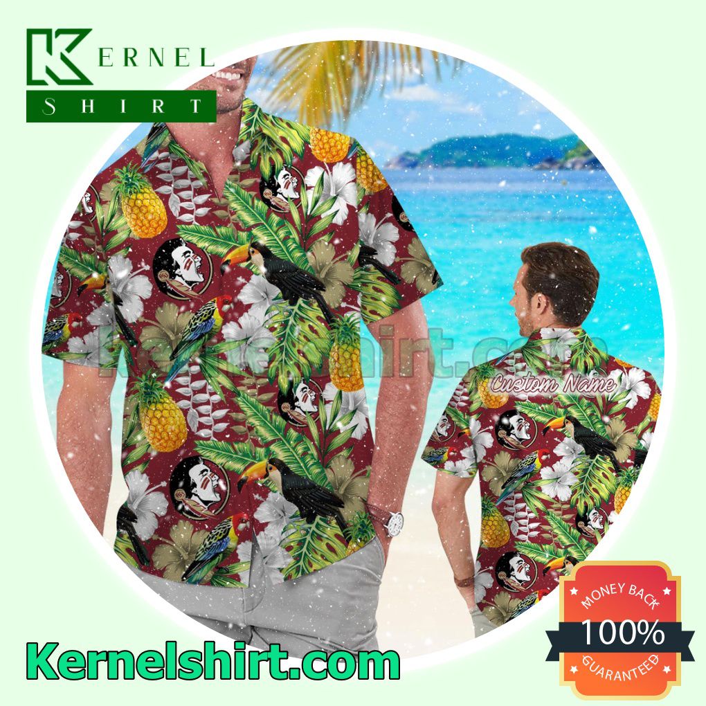 Personalized Florida State Seminoles Parrot Floral Tropical Summer Hawaiian Shirt