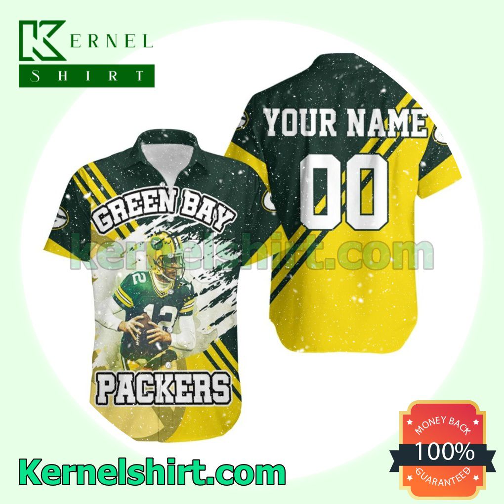 Amazing Personalized Green Bay Packers Aaron Rodgers 12 Great Player Beach Shirt