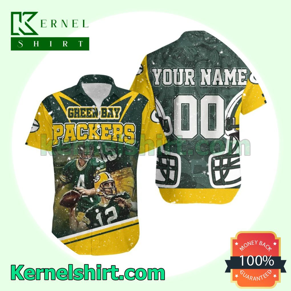 Clothing Personalized Green Bay Packers Aaron Rodgers Brett Favre Juwann Winfree Great Players Beach Shirt