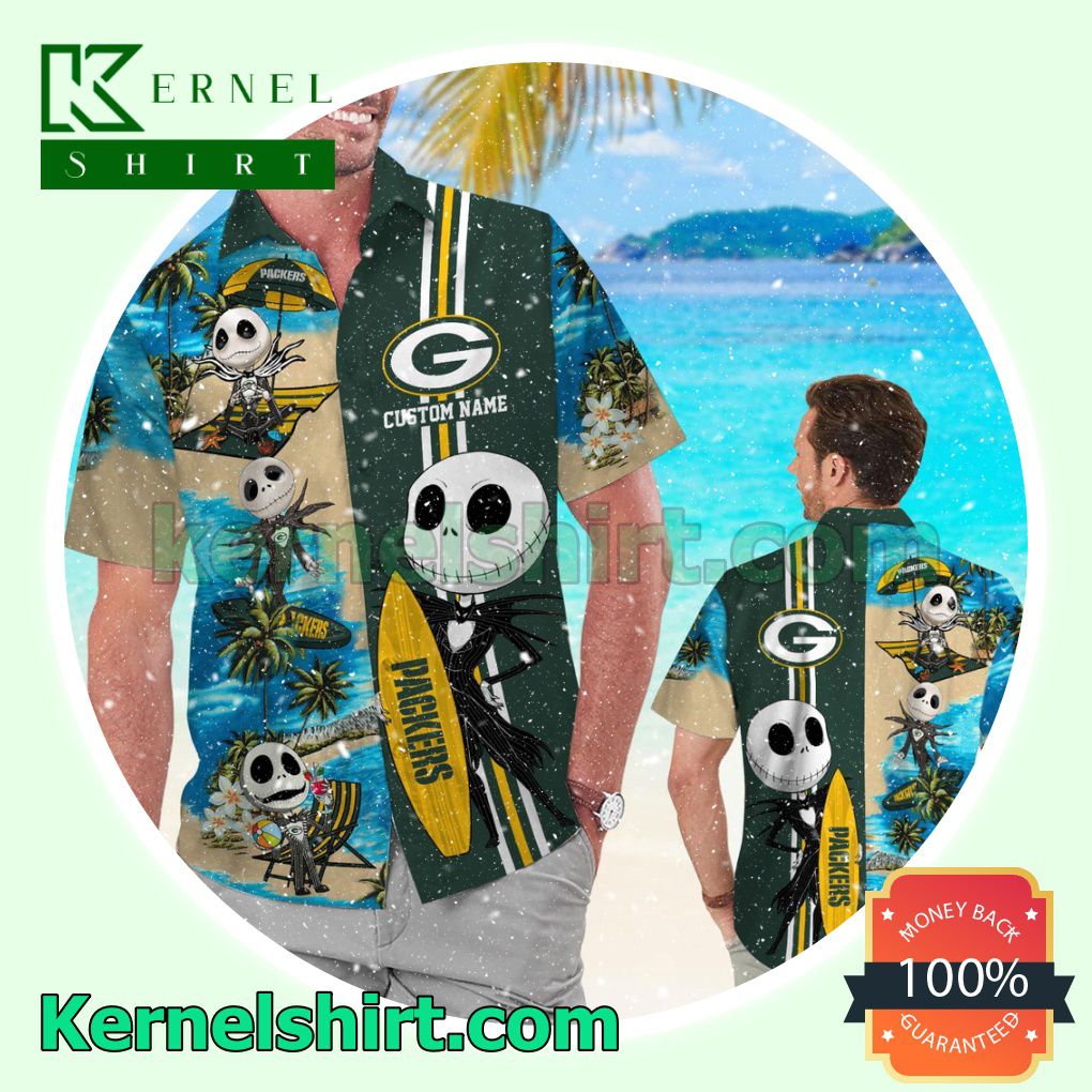 Personalized Green Bay Packers Jack Skellington Summer Hawaiian Shirt