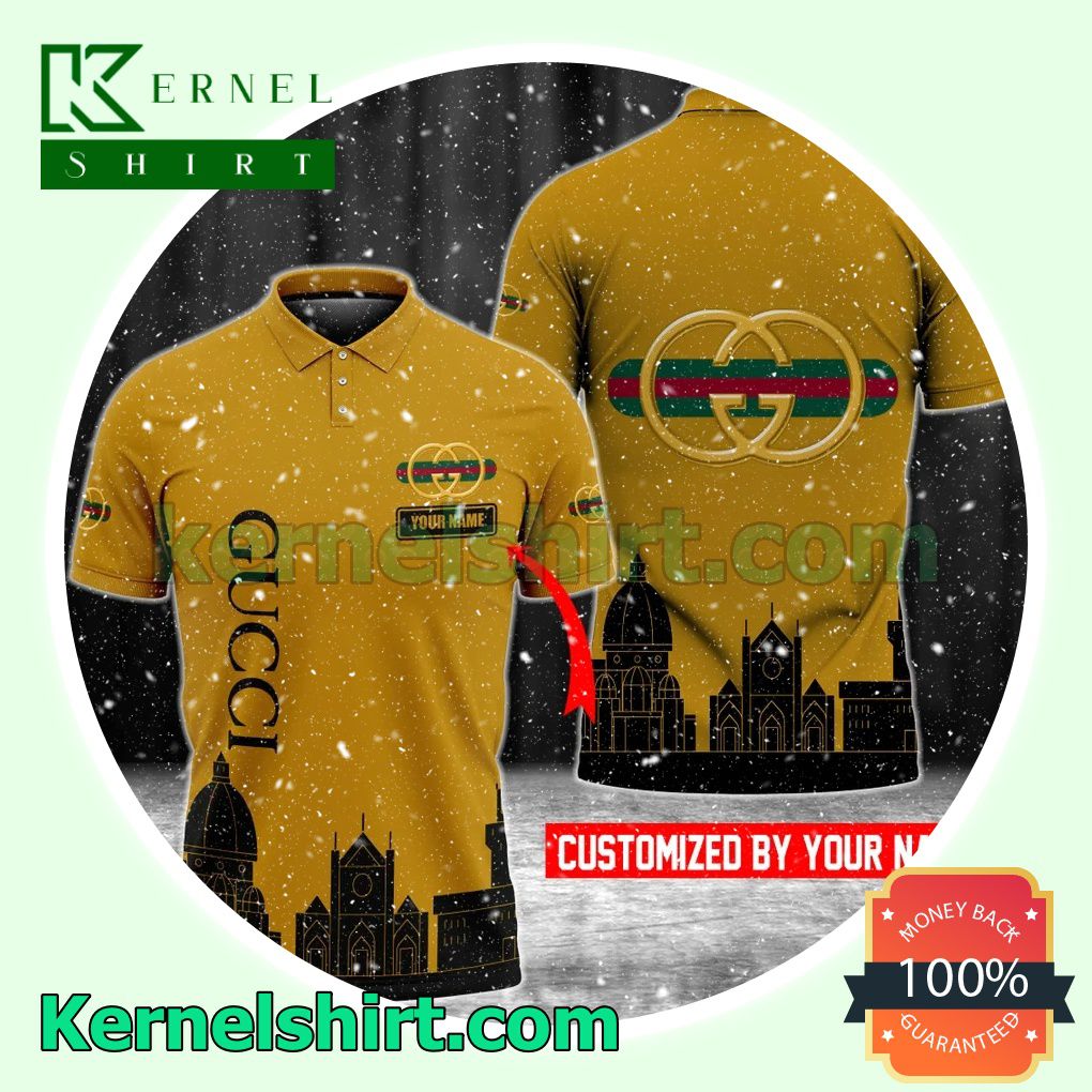 Personalized Gucci Florence City Silhouette Golden Golf Polo