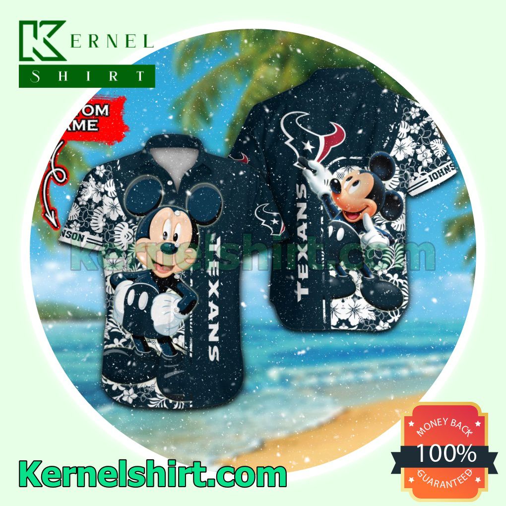 Personalized Houston Texans & Mickey Mouse Summer Hawaiian Shirt