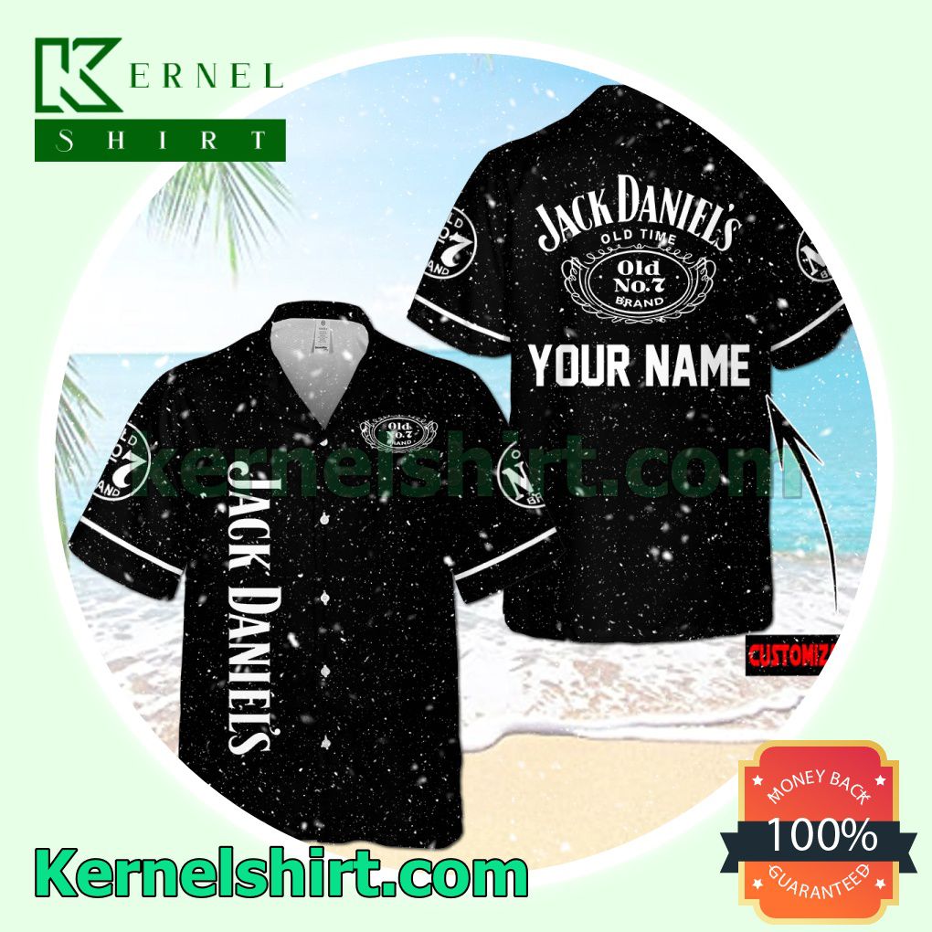 Personalized Jack Daniel's Old Time Black Aloha Beach Hawaiian Shirt
