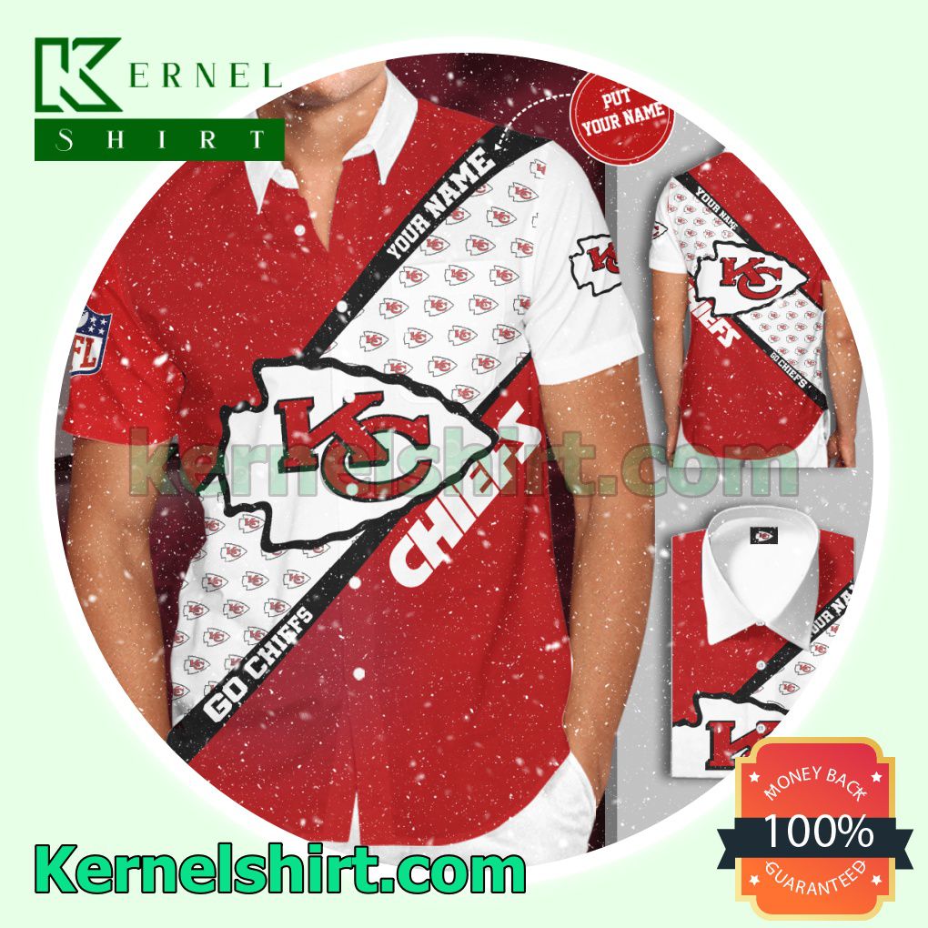 Personalized Kansas City Chiefs Big Logo Go Chiefs Red White Aloha Beach Hawaiian Shirt