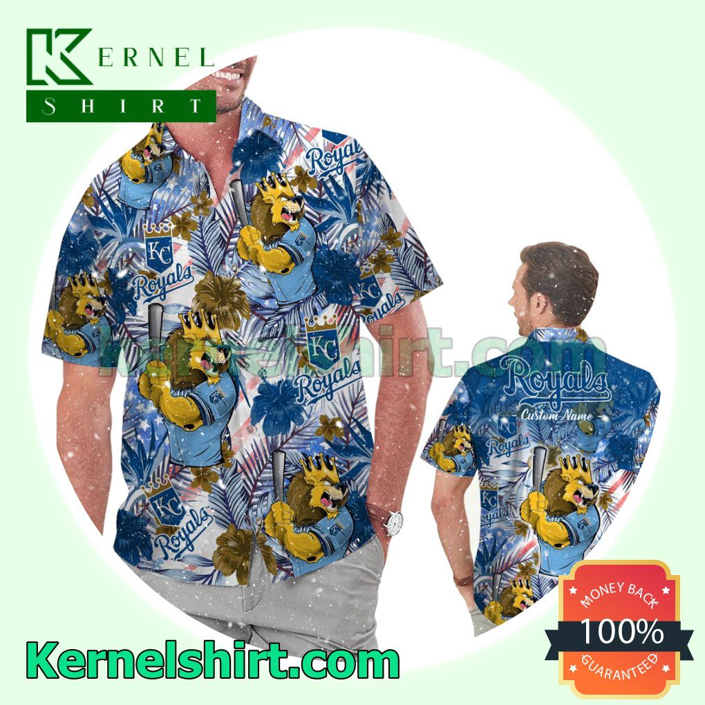 Personalized Kansas City Royals Tropical Floral America Flag For MLB Football Lovers Summer Hawaiian Shirt