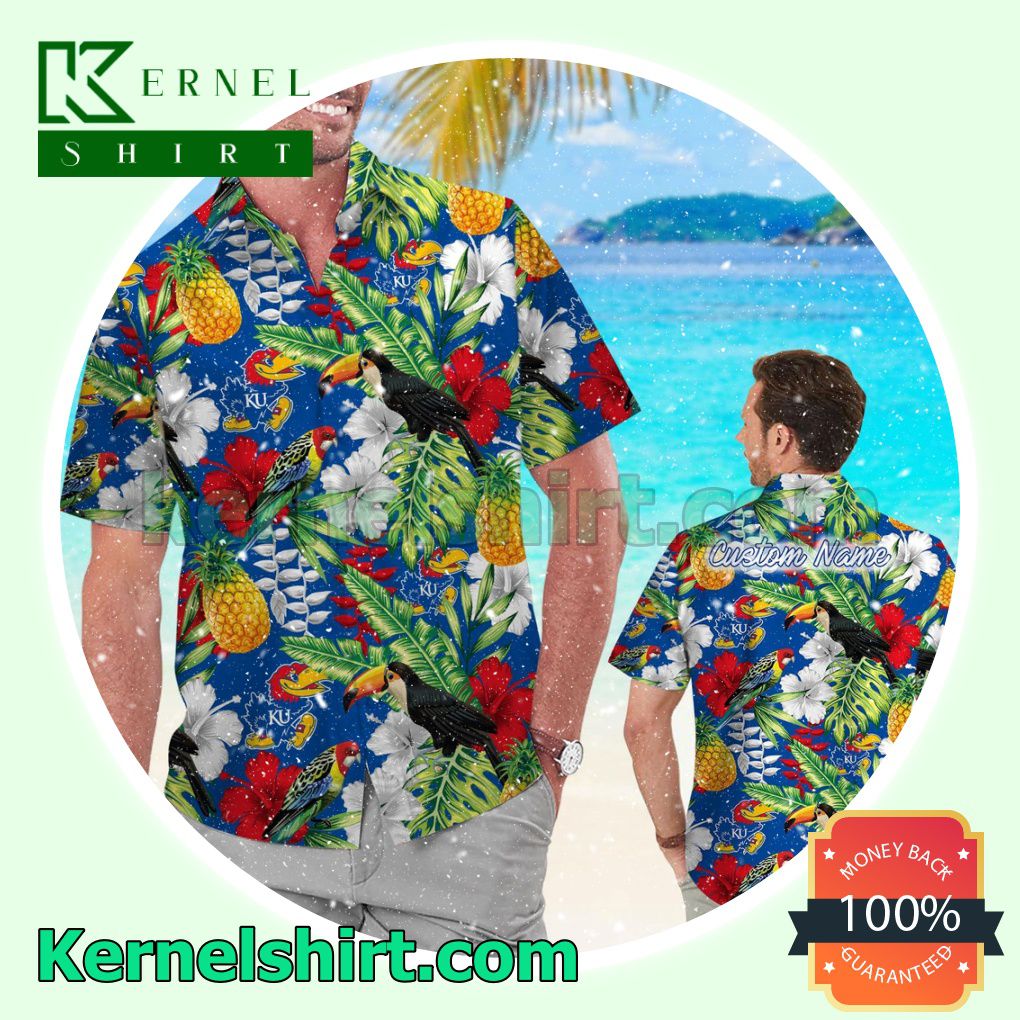 Personalized Kansas Jayhawks Parrot Floral Tropical Summer Hawaiian Shirt