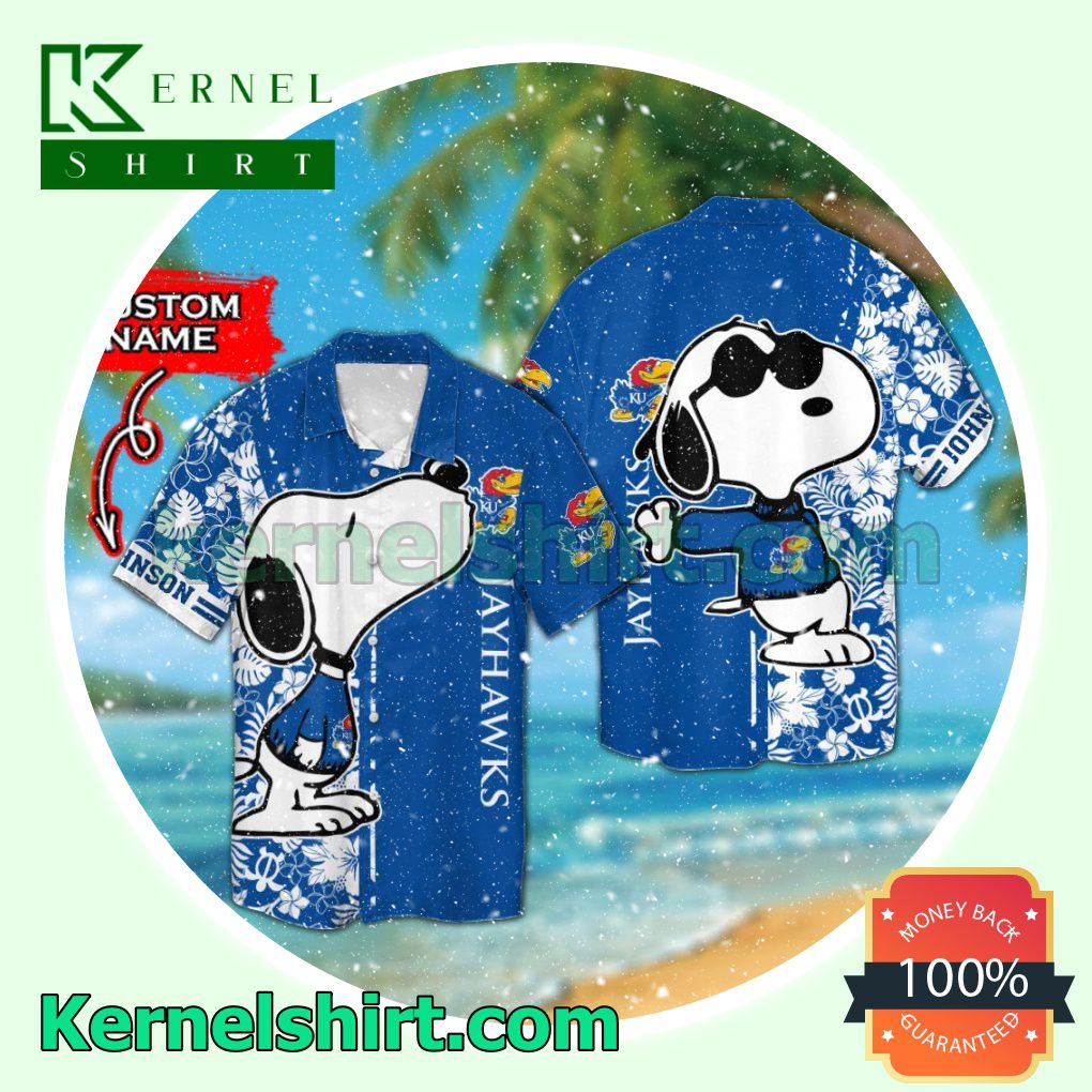 Personalized Kansas Jayhawks & Snoopy Summer Hawaiian Shirt