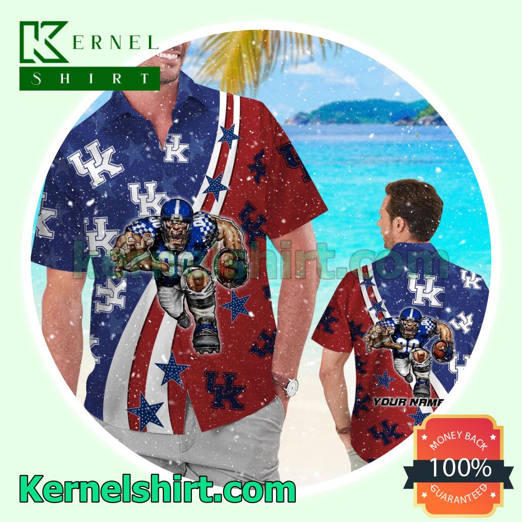 Personalized Kentucky Wildcats American Flag Summer Hawaiian Shirt
