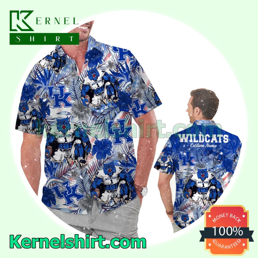 Personalized Kentucky Wildcats Tropical Floral America Flag For NCAA Football Lovers University of Kentucky Summer Hawaiian Shirt