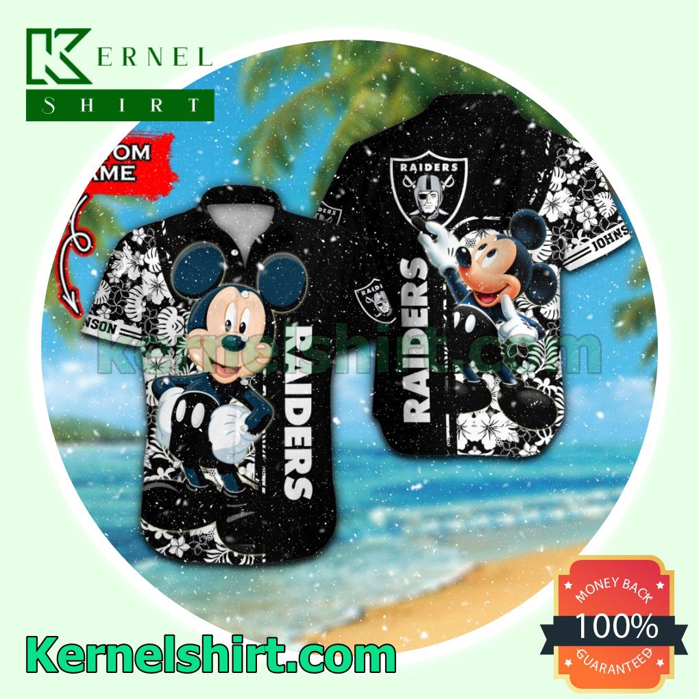 Personalized Las Vegas Raiders & Mickey Mouse Summer Hawaiian Shirt