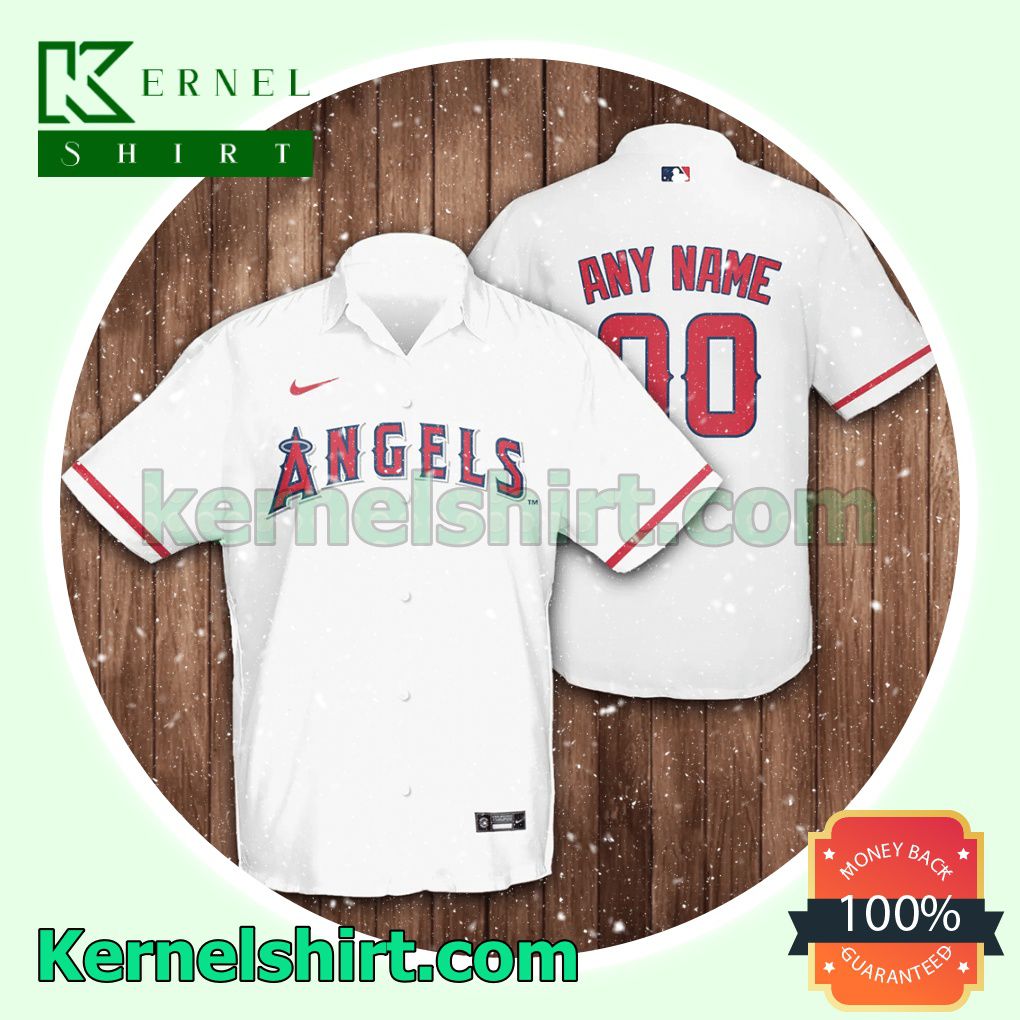 Personalized Los Angeles Angels Baseball White Aloha Beach Hawaiian Shirt