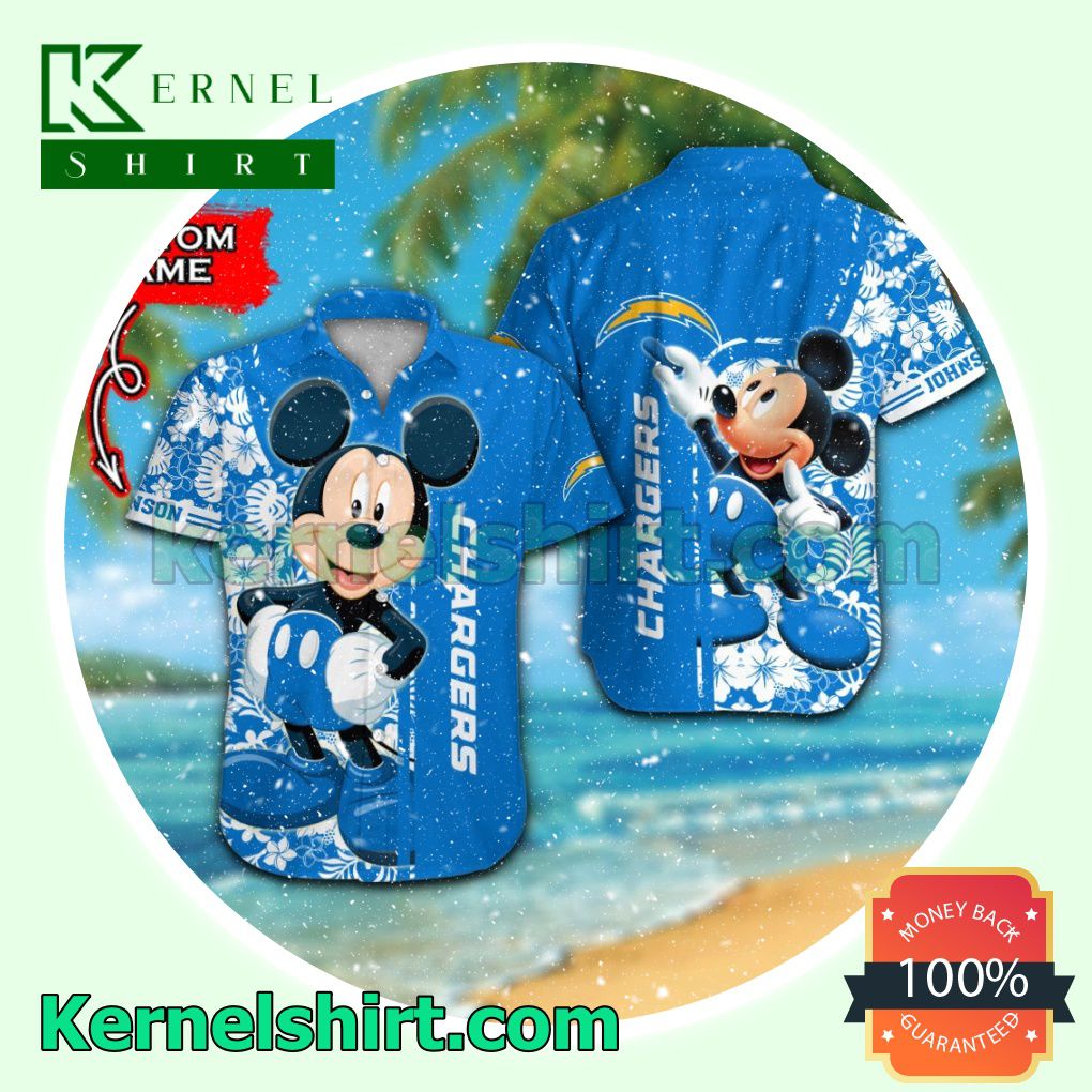 Personalized Los Angeles Chargers & Mickey Mouse Summer Hawaiian Shirt