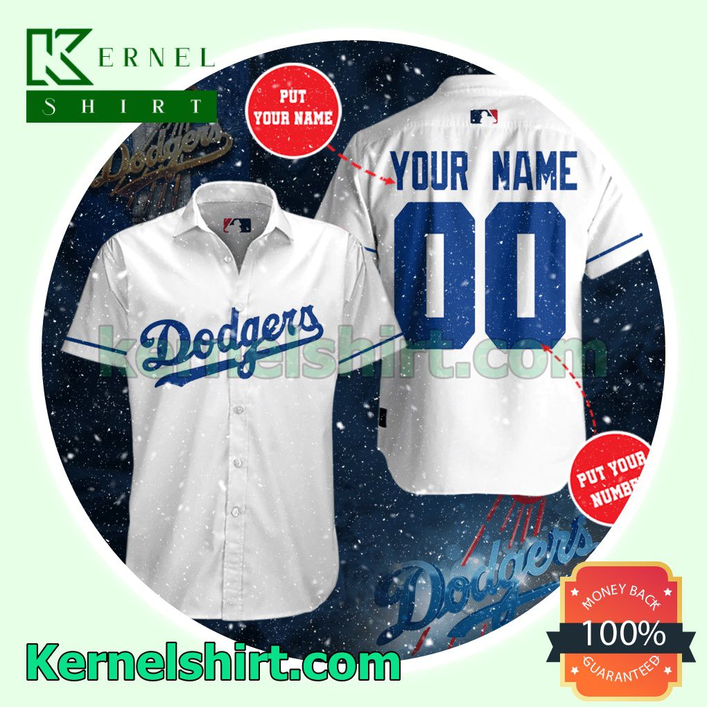 Personalized Los Angeles Dodgers Baseball Team White Aloha Beach Hawaiian Shirt