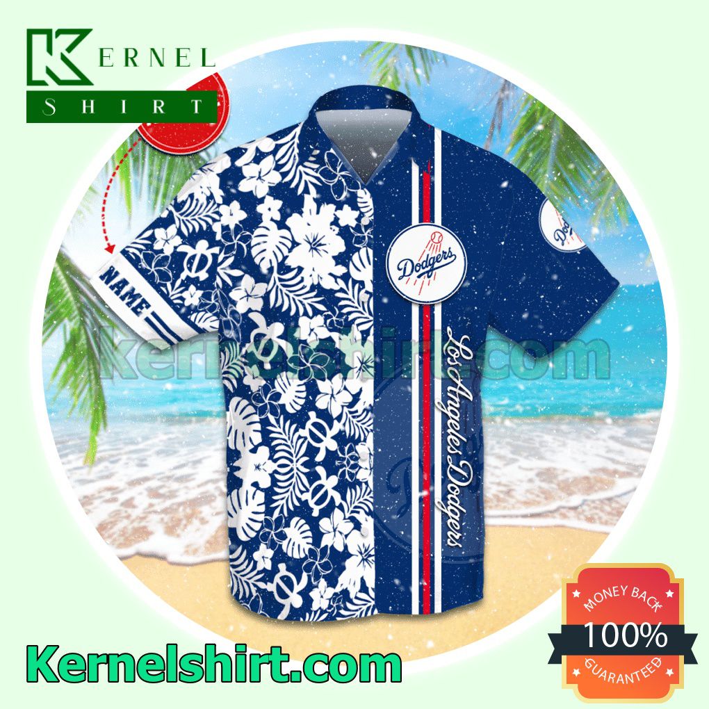 Personalized Los Angeles Dodgers Flowery Navy Aloha Beach Hawaiian Shirt