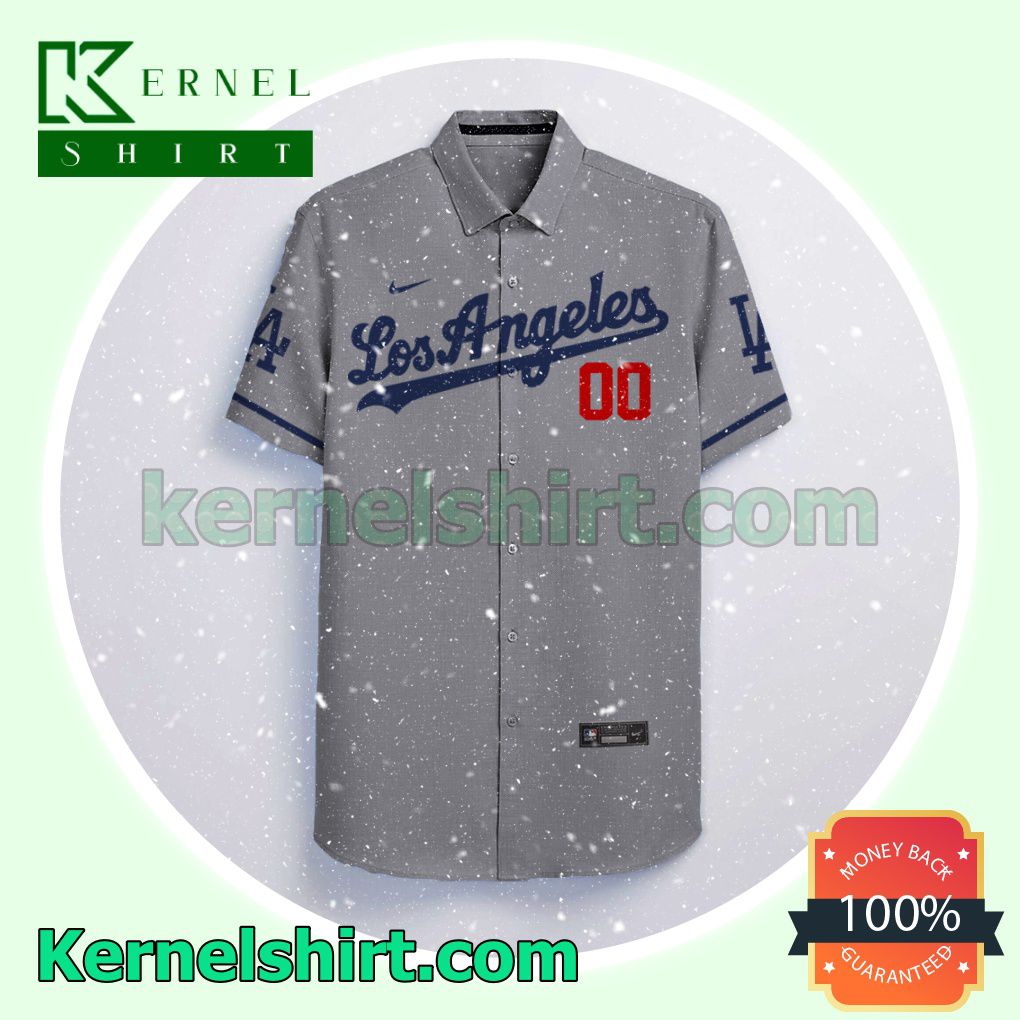 Personalized Los Angeles Dodgers Gray Packer Lover Aloha Beach Hawaiian Shirt