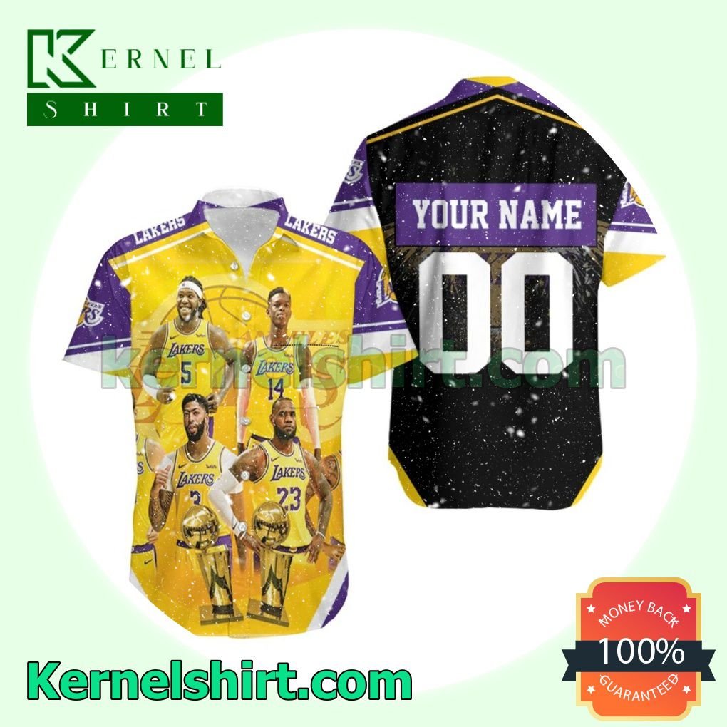 Personalized Los Angeles Lakers Four Great Players Beach Shirt