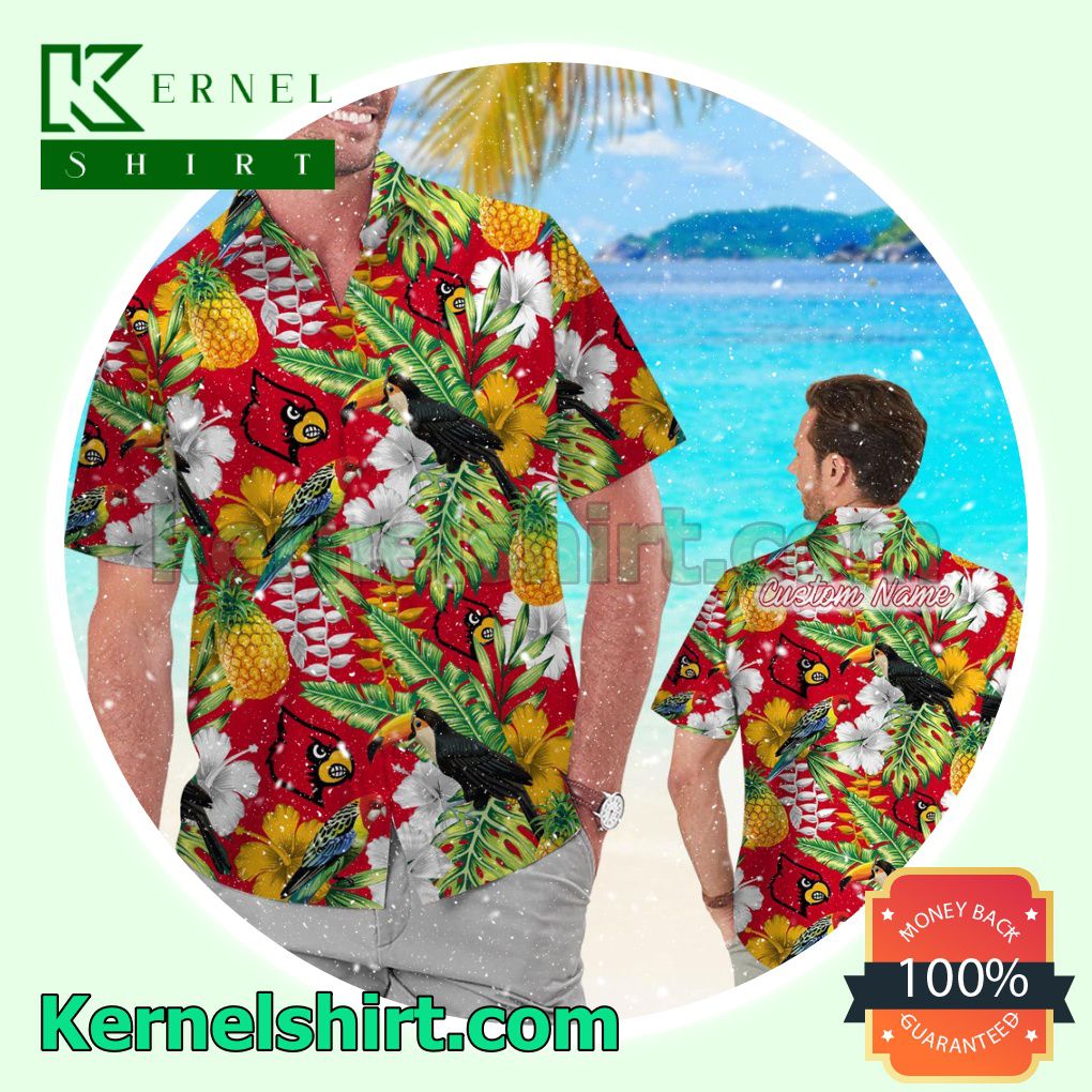 Personalized Louisville Cardinals Parrot Floral Tropical Summer Hawaiian Shirt