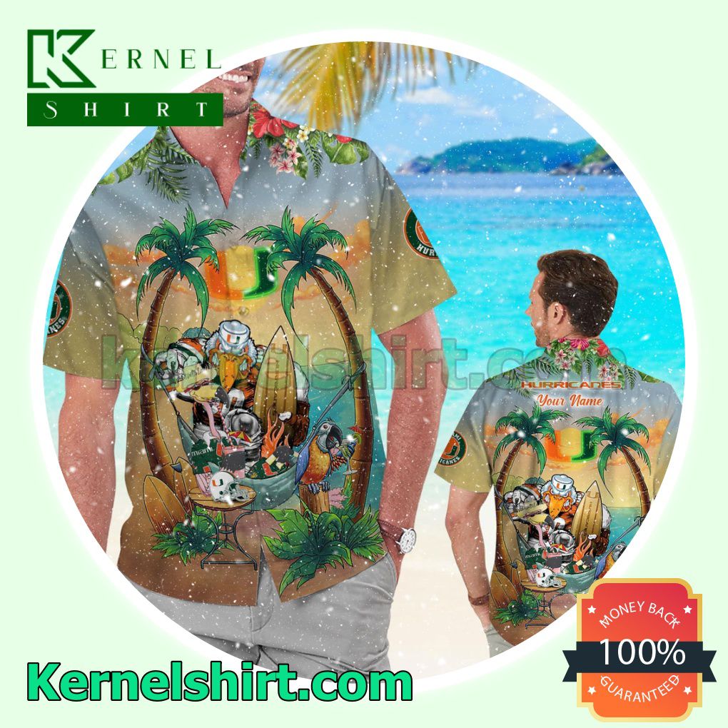 Personalized Miami Hurricanes Flamingo Parrot Summer Hawaiian Shirt