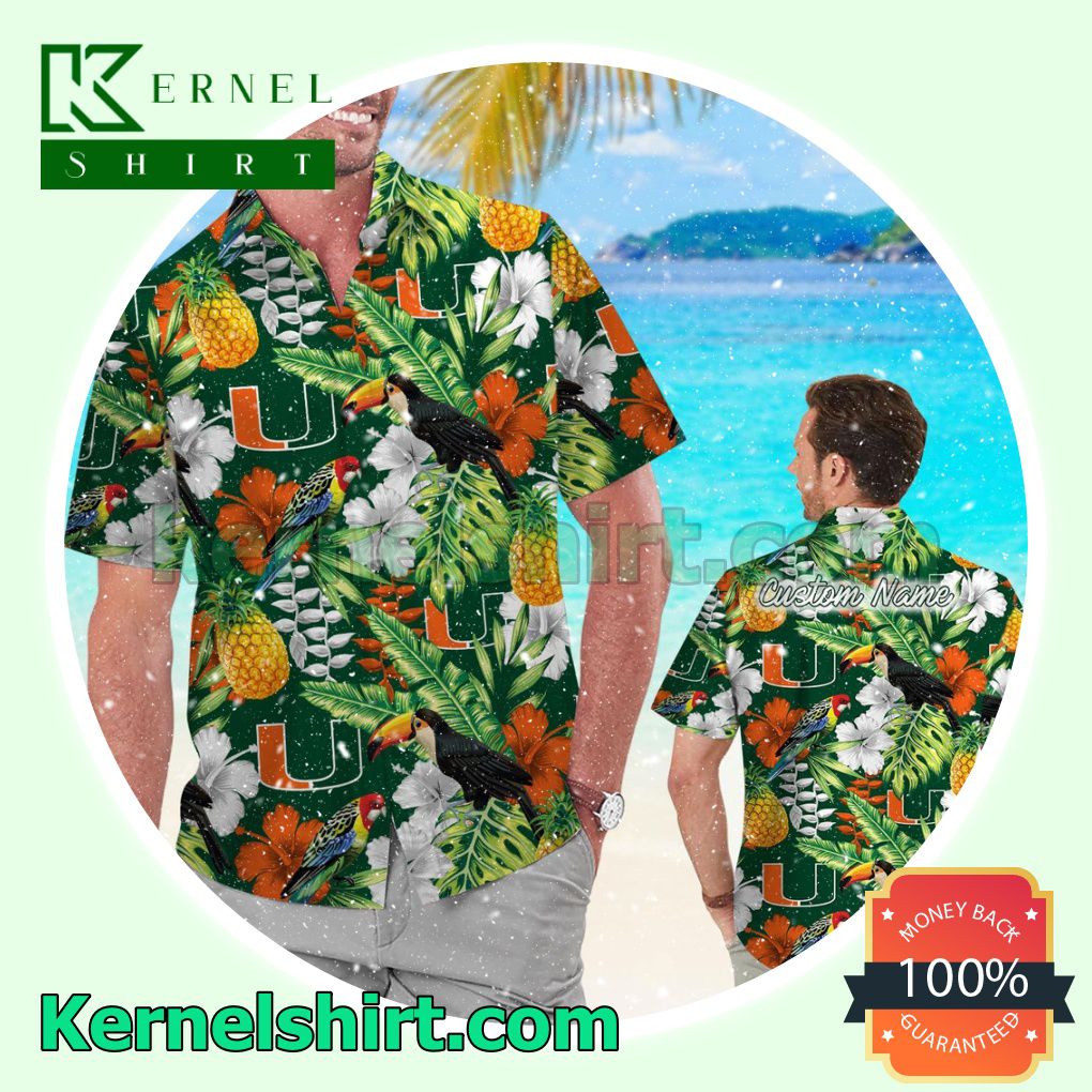Personalized Miami Hurricanes Parrot Floral Tropical Summer Hawaiian Shirt