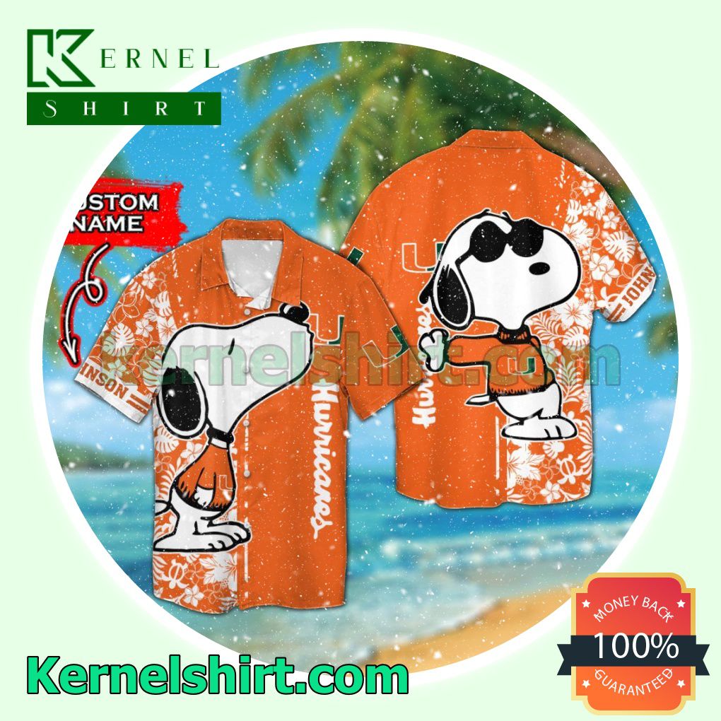 Personalized Miami Hurricanes & Snoopy Summer Hawaiian Shirt