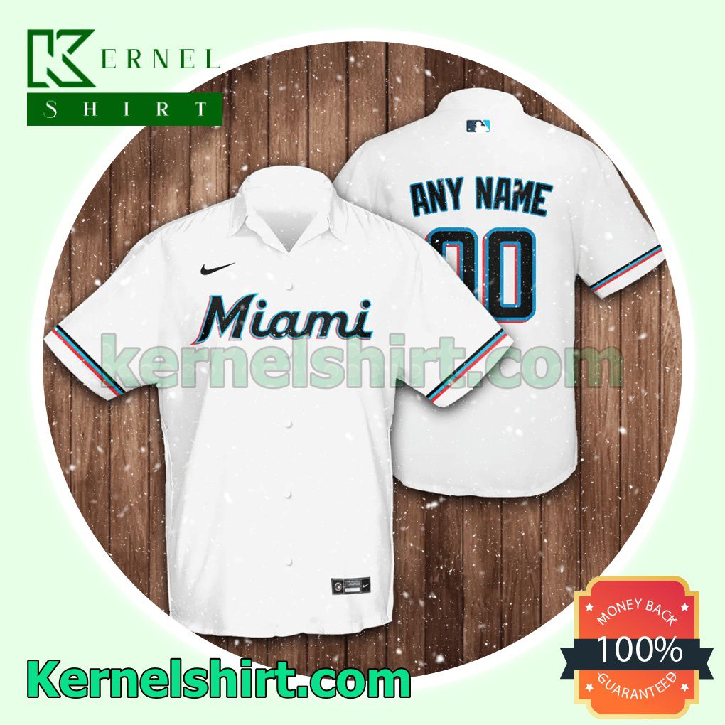 Personalized Miami Marlins Baseball White Aloha Beach Hawaiian Shirt