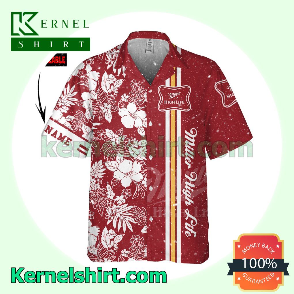 Personalized Miler High Life Red Aloha Beach Hawaiian Shirt b
