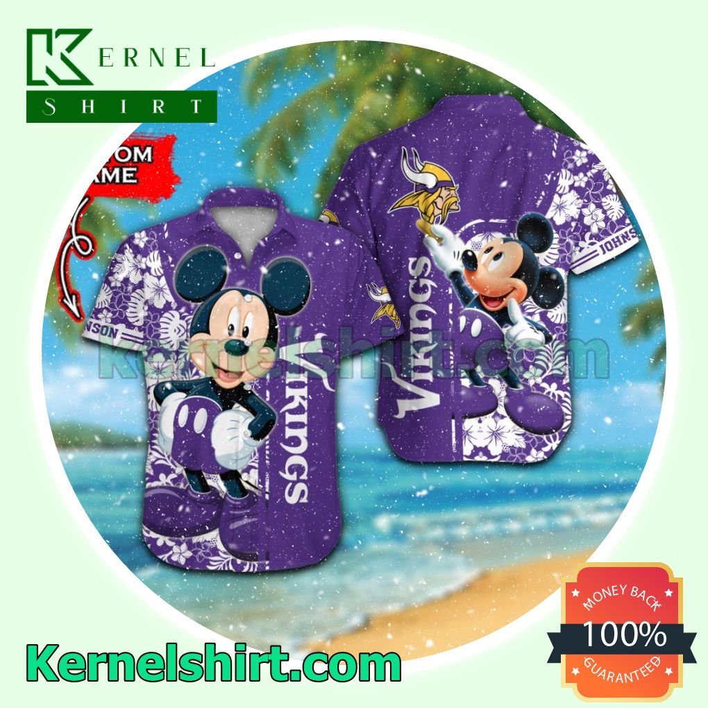 Personalized Minnesota Vikings & Mickey Mouse Summer Hawaiian Shirt