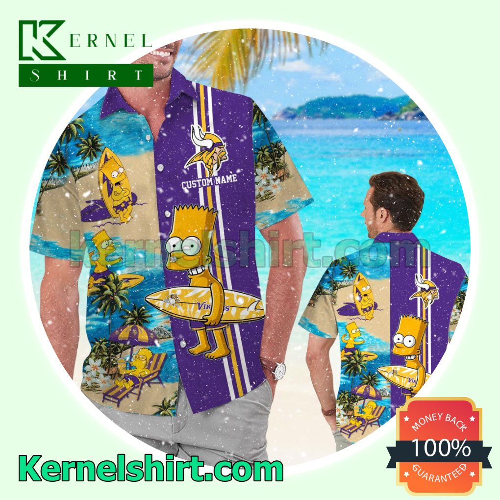 Personalized Minnesota Vikings Simpsons Summer Hawaiian Shirt