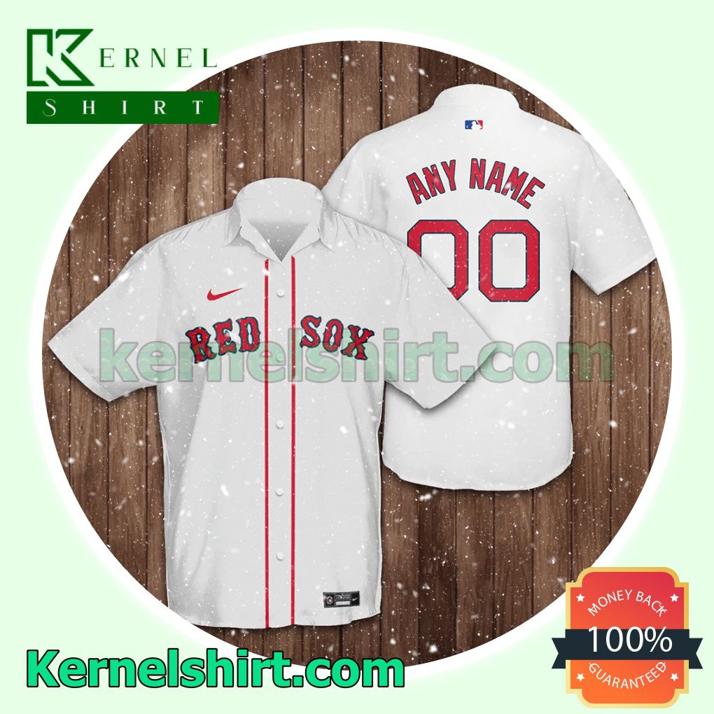 Personalized Name And Number Boston Red Sox Baseball White Aloha Beach Hawaiian Shirt