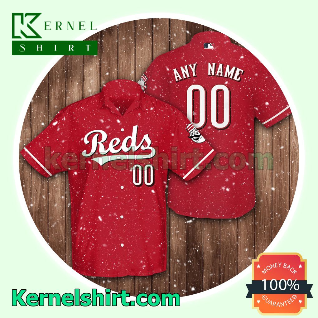 Personalized Name And Number Cincinnati Reds Baseball Red Aloha Beach Hawaiian Shirt