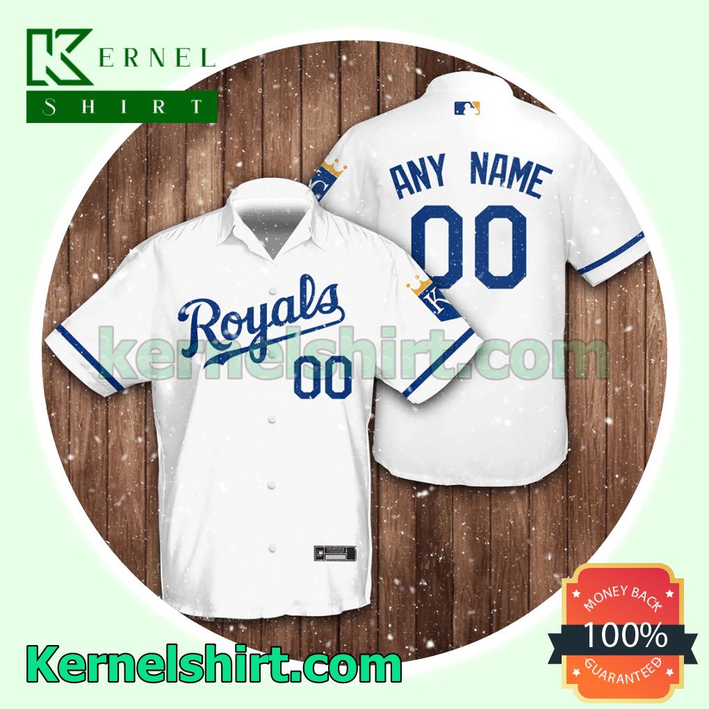 Personalized Name And Number Kansas City Royals Baseball White Aloha Beach Hawaiian Shirt