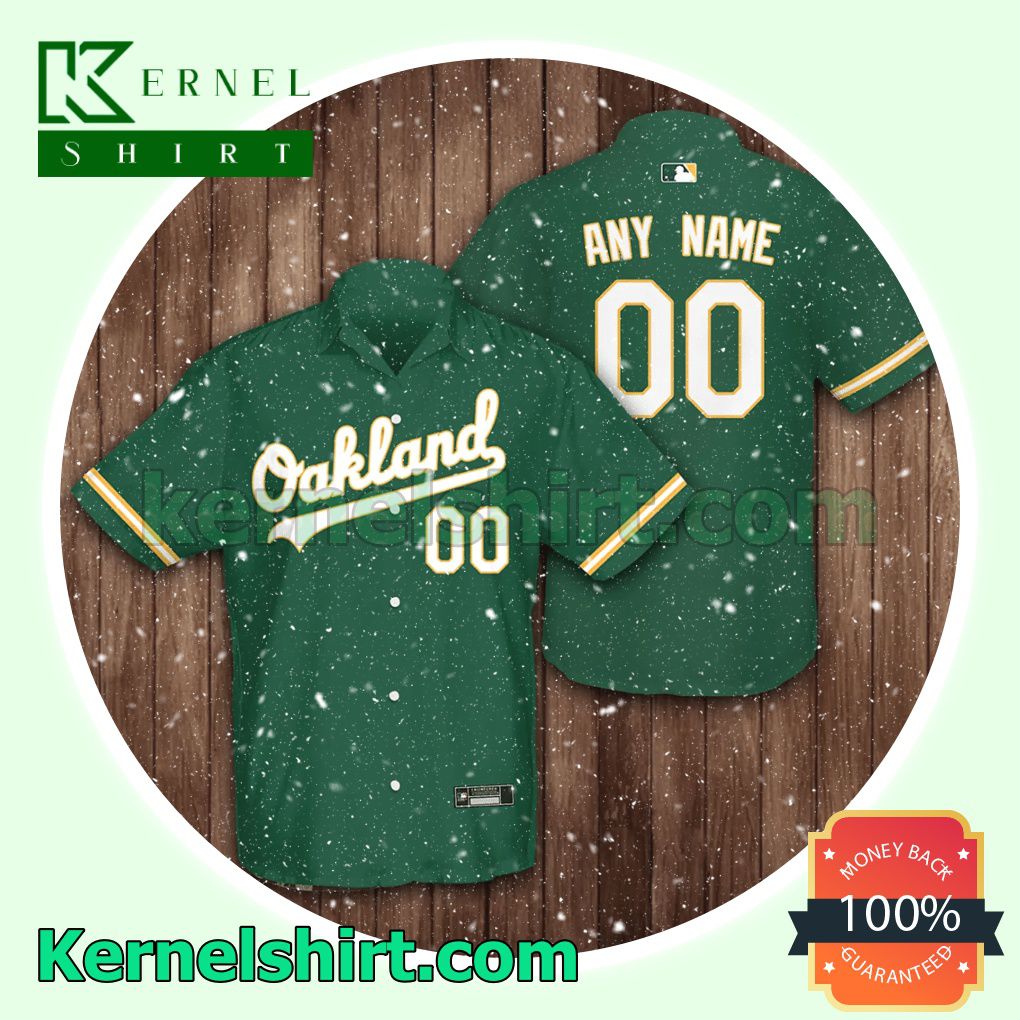 Personalized Name And Number Oakland Athletics Baseball Green Aloha Beach Hawaiian Shirt