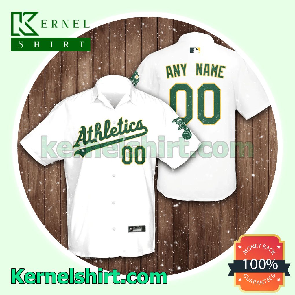 Personalized Name And Number Oakland Athletics Baseball White Aloha Beach Hawaiian Shirt